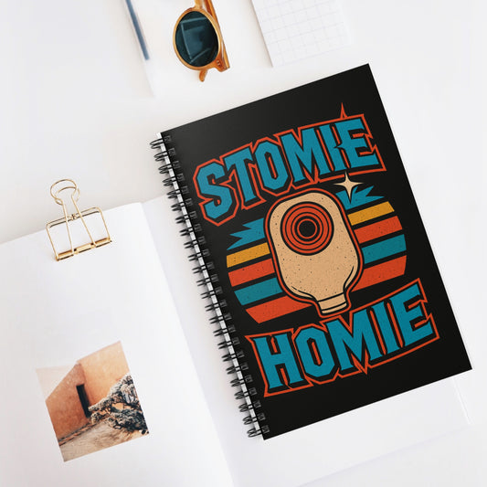 Stomie Homie Spiral Notebook – Funny Ostomy Support Journal, Retro Medical Pride Gift