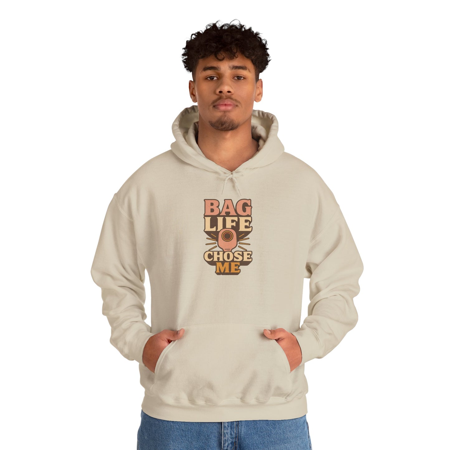 Hoodie — Retro "Bag Life Chose Me" Graphic Hoodie