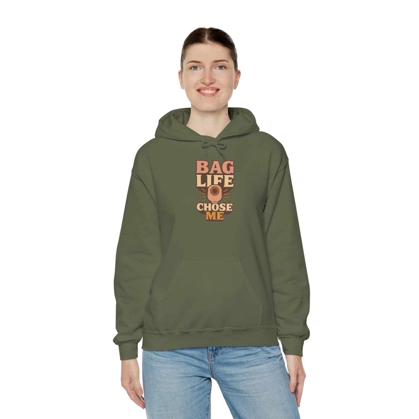 Hoodie — Retro "Bag Life Chose Me" Graphic Hoodie