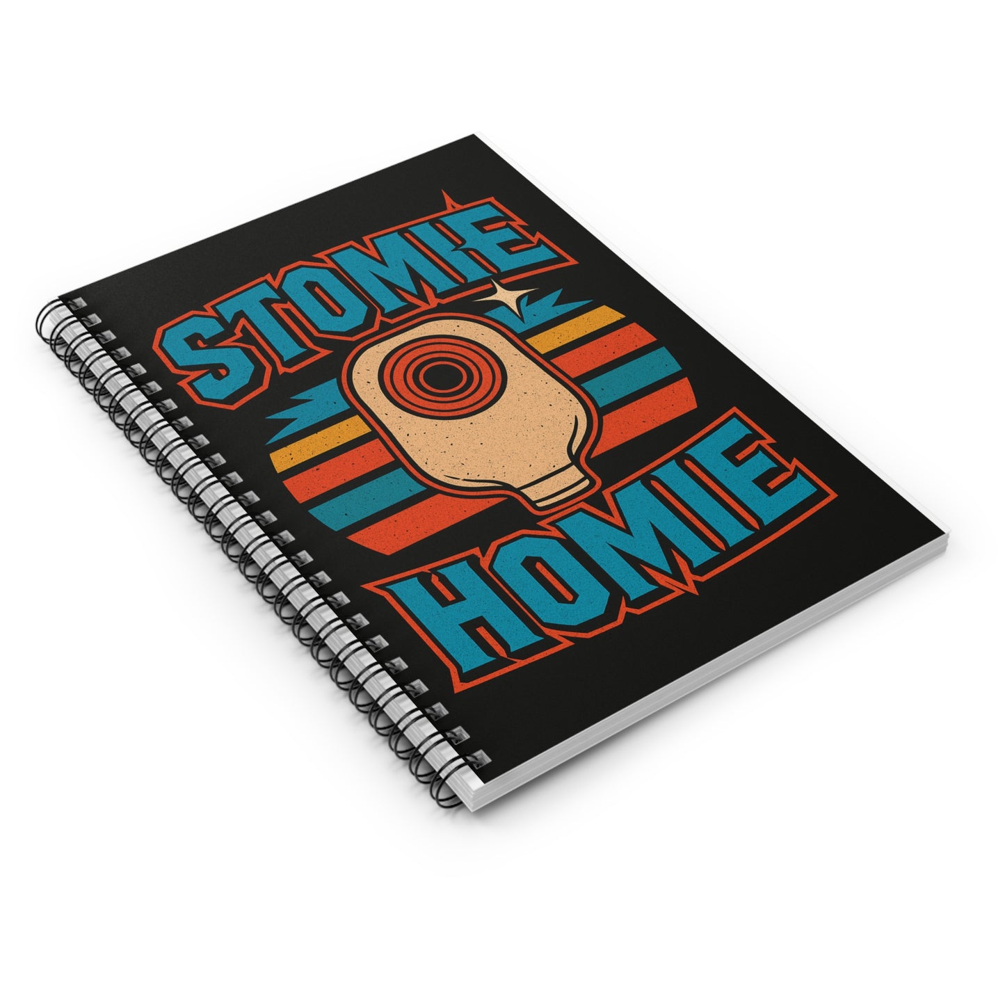 Stomie Homie Spiral Notebook – Funny Ostomy Support Journal, Retro Medical Pride Gift